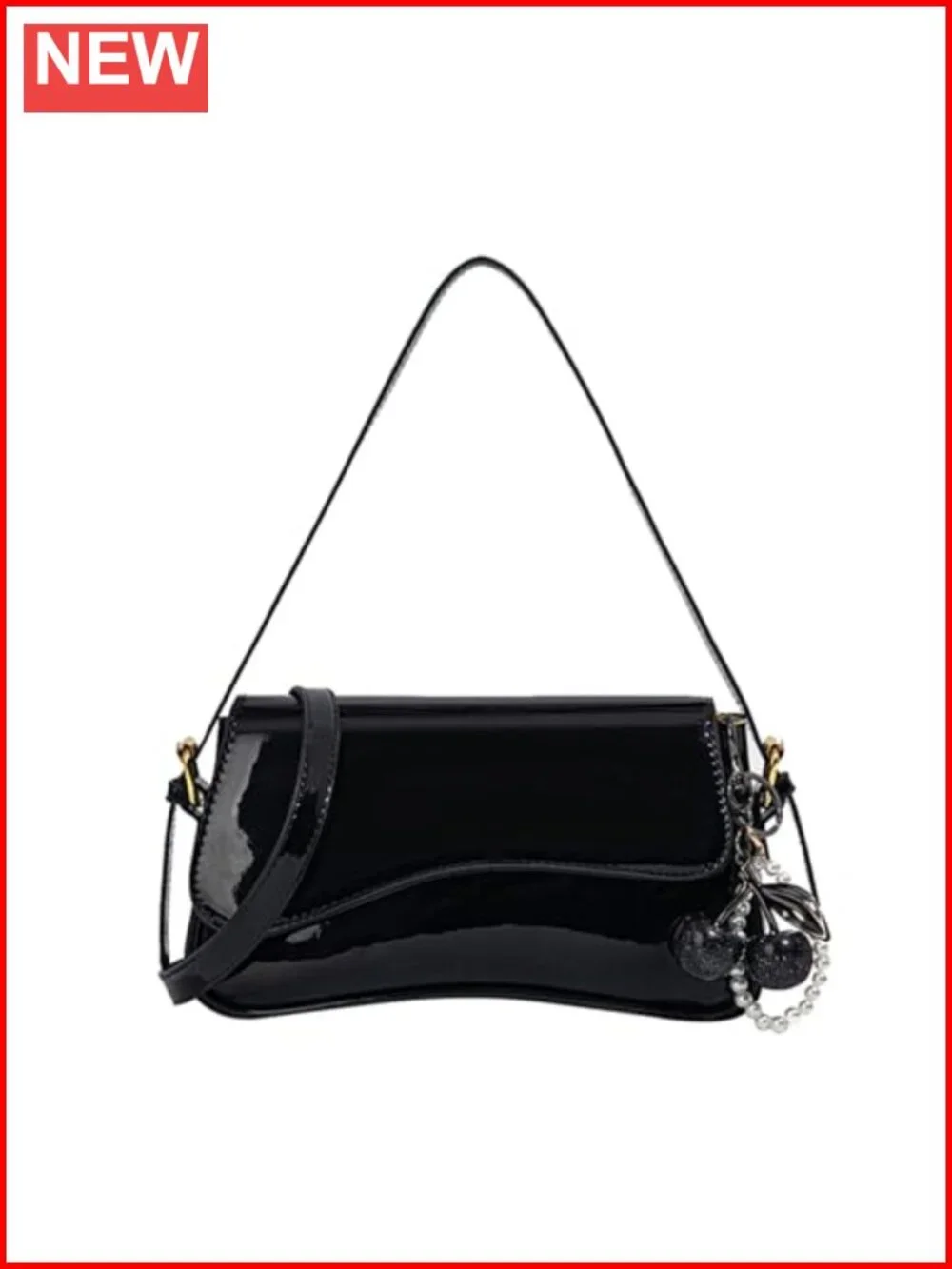 Vintage Retro Hobo Bag with Cherry Pendant Crossbody Shoulder Bag Detachable